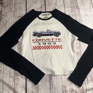 Chemistry Women's Corvette 1953 Graphic Ribbed Long Sleeve Raglan Shirt-XL